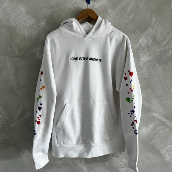 Love Is The Answer Hoodie White Embroidered - Picture 2 of 2